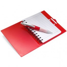 Farebný plastový poznámkový blok s perom farba červená