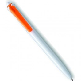 Plastové pero s priesvitným klipom - oranžovo biele