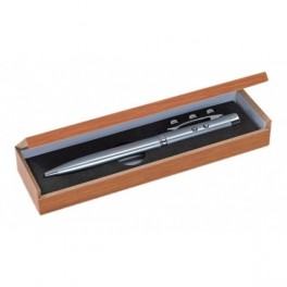 Kovové laserové pero s baterkou v drevenej darčekovej krabičke
